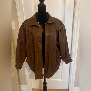 Vintage Braemar Petites Brown Leather Jacket | Made in Canada | XS